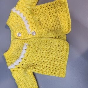 Yellow Crochet Baby Sweater With Buttons